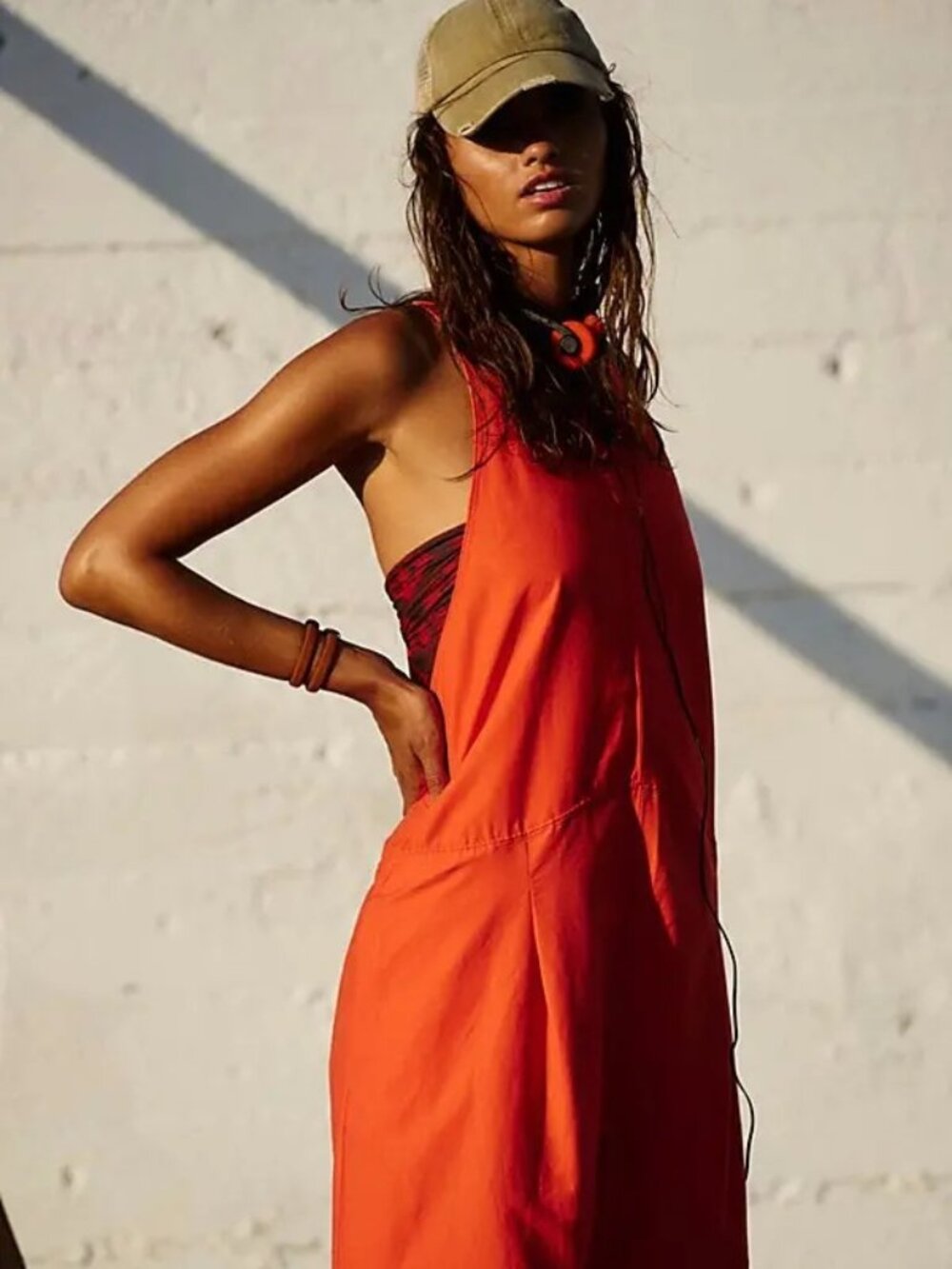 Free People Movement Bright Orange Break Away Oversized Onesie Jumpsuit Large - Picture 2 of 3